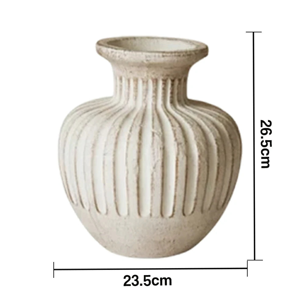 LIVARA Ceramic Vase Ornament Aged Coarse Pottery Style Designed for Dry Styling Decorative Art Object Natural Texture
