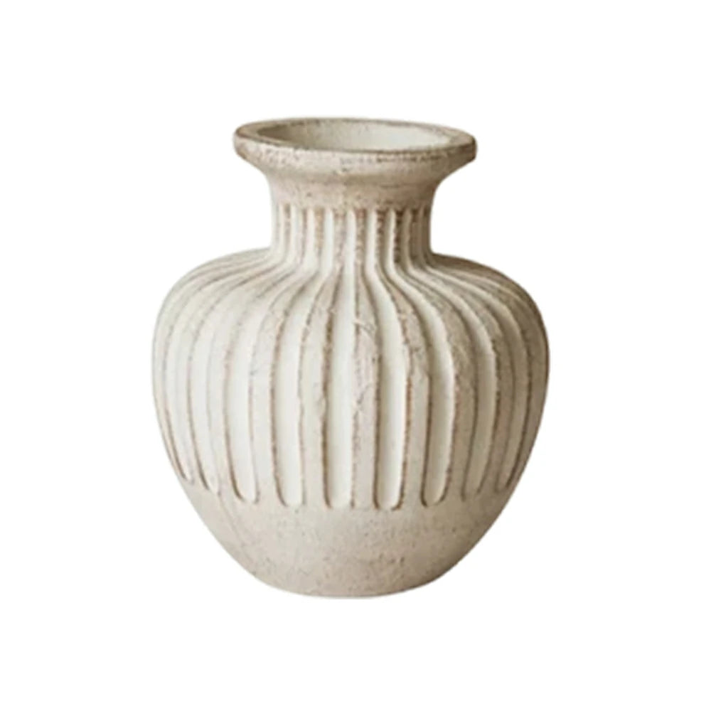 LIVARA Ceramic Vase Ornament Aged Coarse Pottery Style Designed for Dry Styling Decorative Art Object Natural Texture