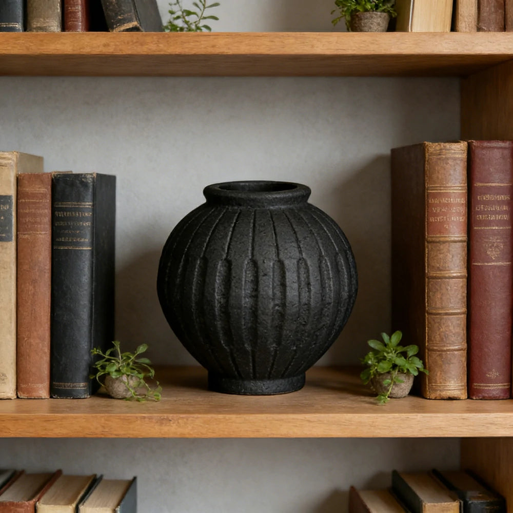 LIVARA Ceramic Vase Ornament Ancient Rustic Pottery Texture Display Vessel Not Recommended for Water Artistic Space Accent