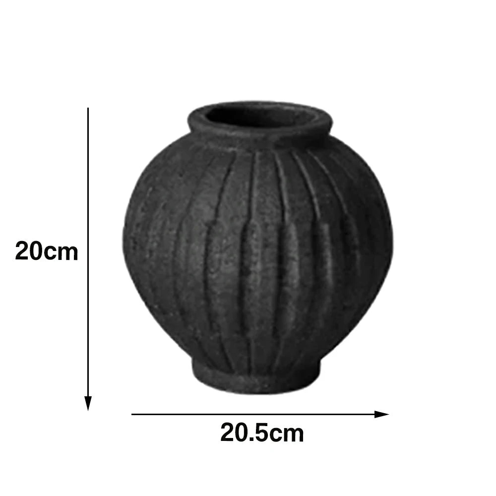 LIVARA Ceramic Vase Ornament Ancient Rustic Pottery Texture Display Vessel Not Recommended for Water Artistic Space Accent