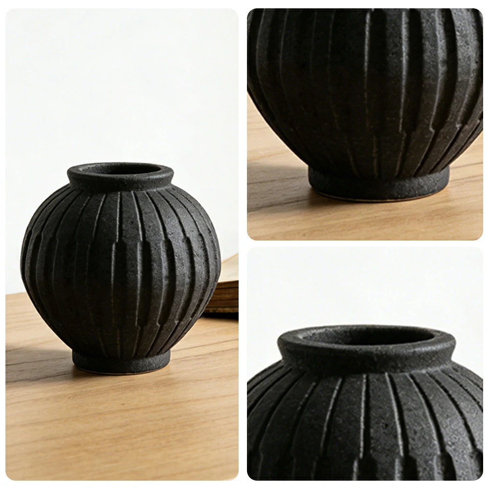 LIVARA Ceramic Vase Ornament Ancient Rustic Pottery Texture Display Vessel Not Recommended for Water Artistic Space Accent