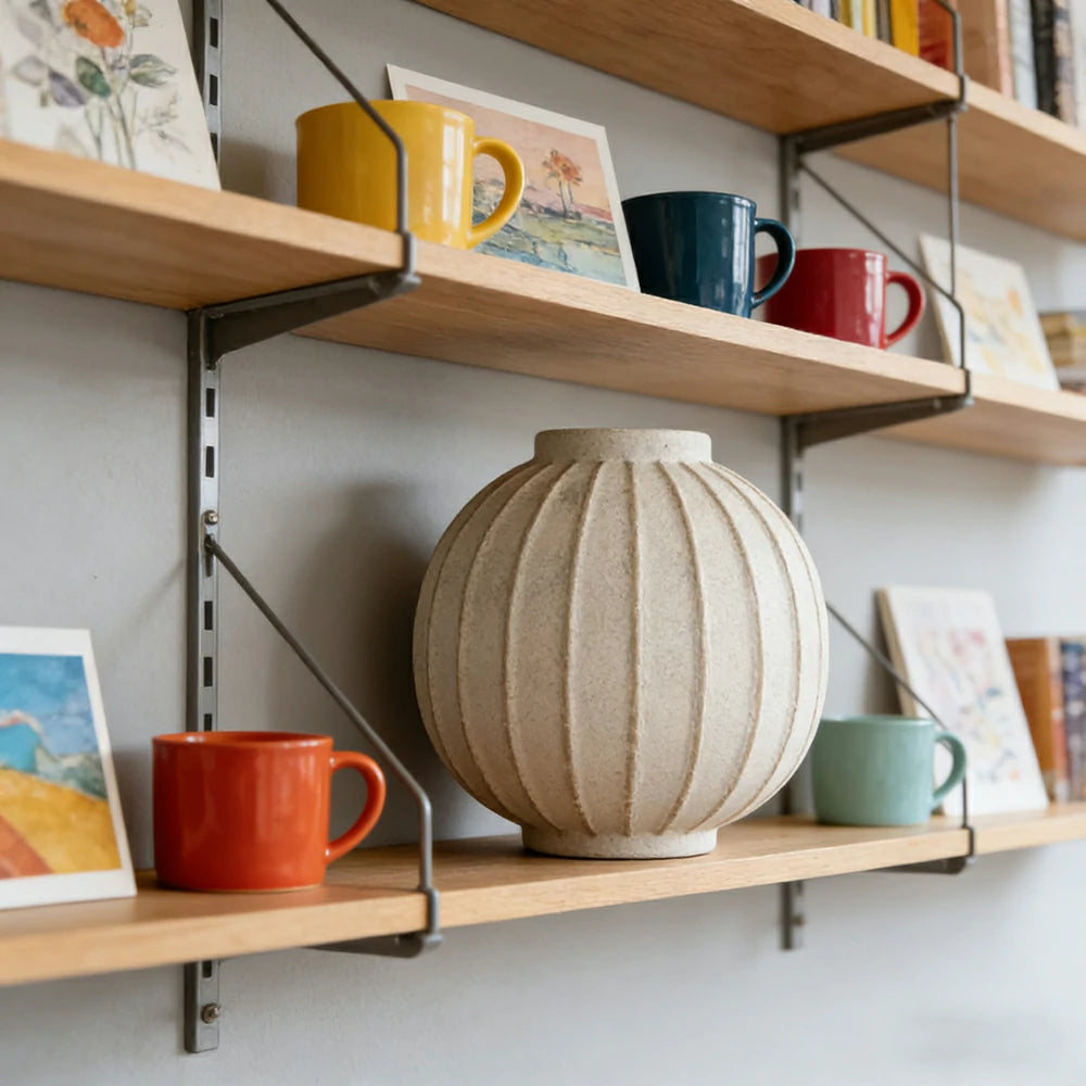 LIVARA Ceramic Vase Ornament Moonward Coarse Pottery Display Vessel Not Recommended for Water Decorative Art Object