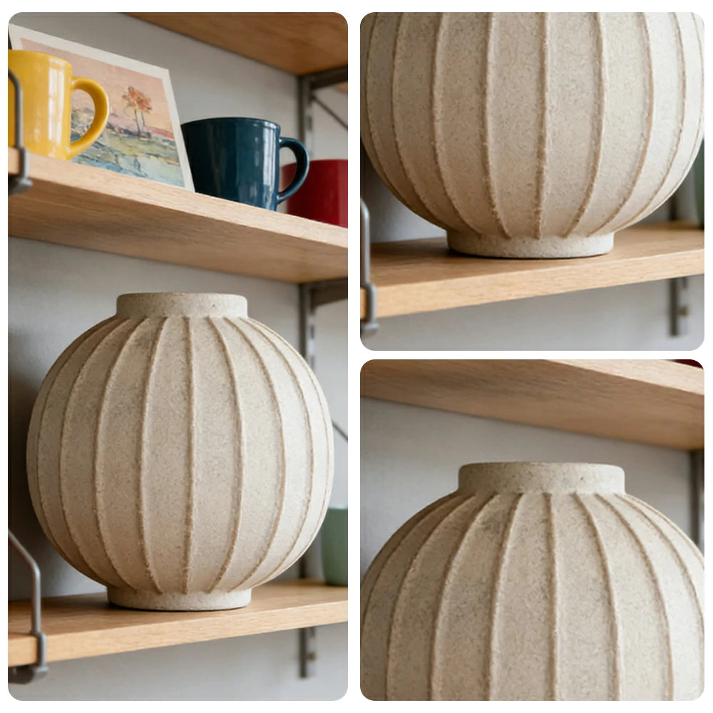 LIVARA Ceramic Vase Ornament Moonward Coarse Pottery Display Vessel Not Recommended for Water Decorative Art Object