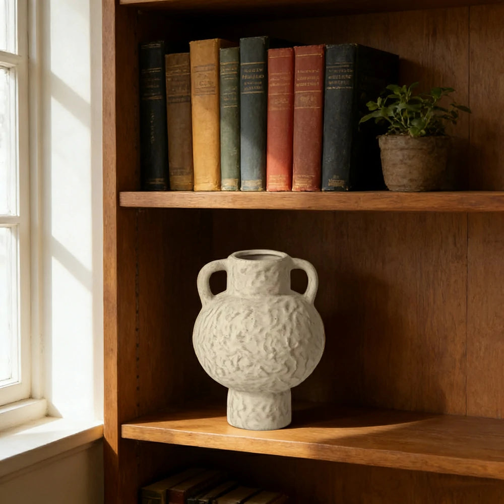 LIVARA Ceramic Vase Ornament Autumn-Water Flow-Textured Vessel Artistic Home Display Matte Ceramic Natural Pattern Finish