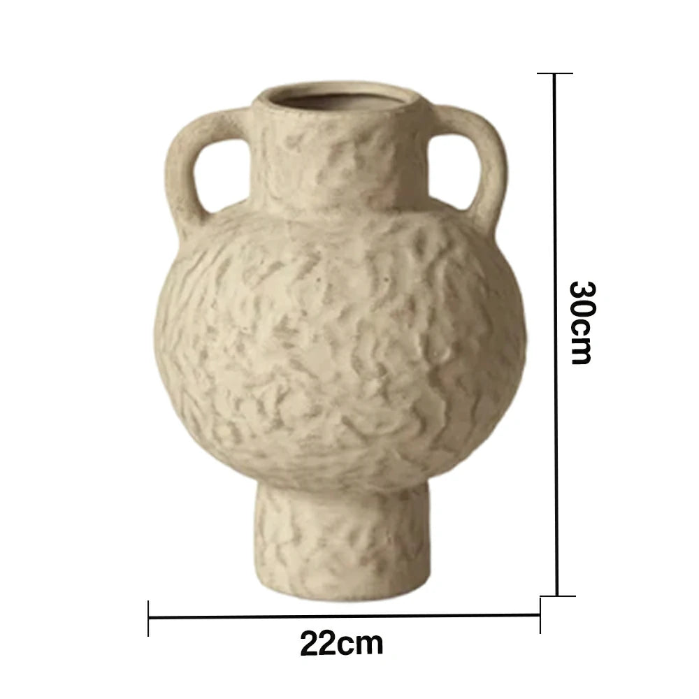 LIVARA Ceramic Vase Ornament Autumn-Water Flow-Textured Vessel Artistic Home Display Matte Ceramic Natural Pattern Finish