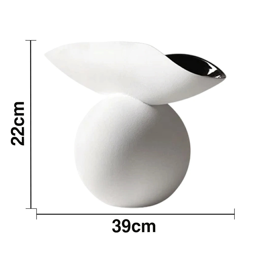 LIVARA Ceramic Vase Ornament Morning Dew Decorative Piece Artistic Home Display Matte Ceramic Calm Natural Texture - White