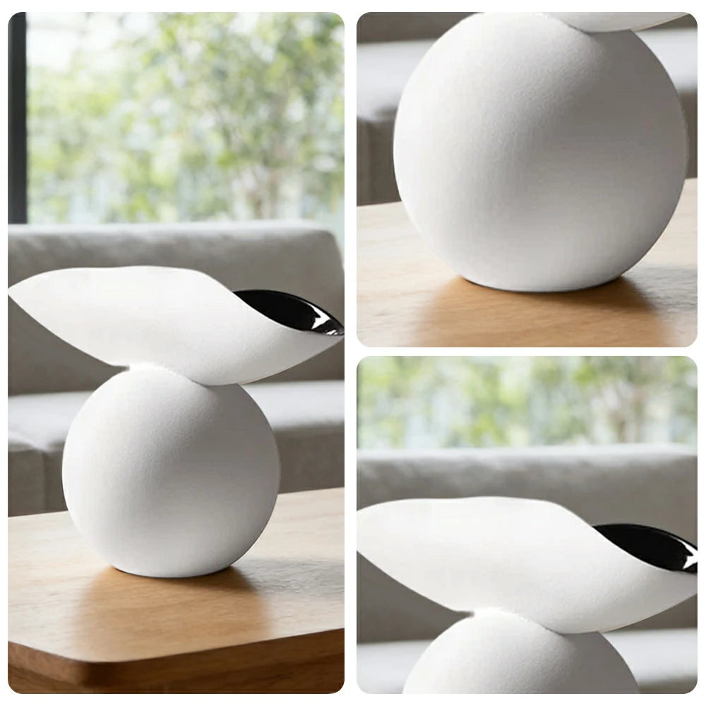 LIVARA Ceramic Vase Ornament Morning Dew Decorative Piece Artistic Home Display Matte Ceramic Calm Natural Texture - White