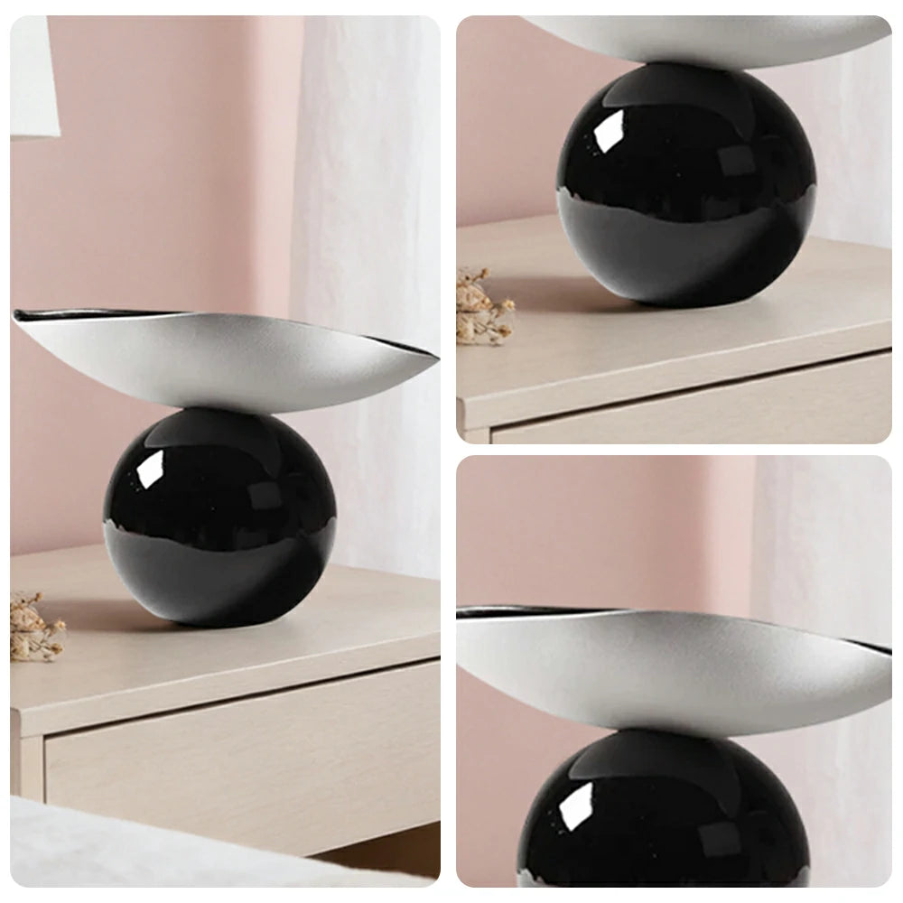 LIVARA Ceramic Vase Ornament Morning Dew Decorative Piece Artistic Home Display Matte Ceramic Calm Natural Texture - Black