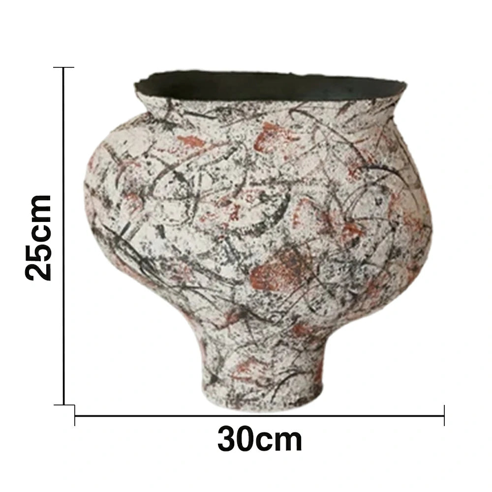 LIVARA Ceramic Vase Ornament Textured Graffiti Vessel Water-Propagation Ready Artistic Home Display Matte Ceramic Handcrafted Finish