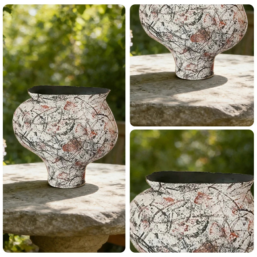 LIVARA Ceramic Vase Ornament Textured Graffiti Vessel Water-Propagation Ready Artistic Home Display Matte Ceramic Handcrafted Finish
