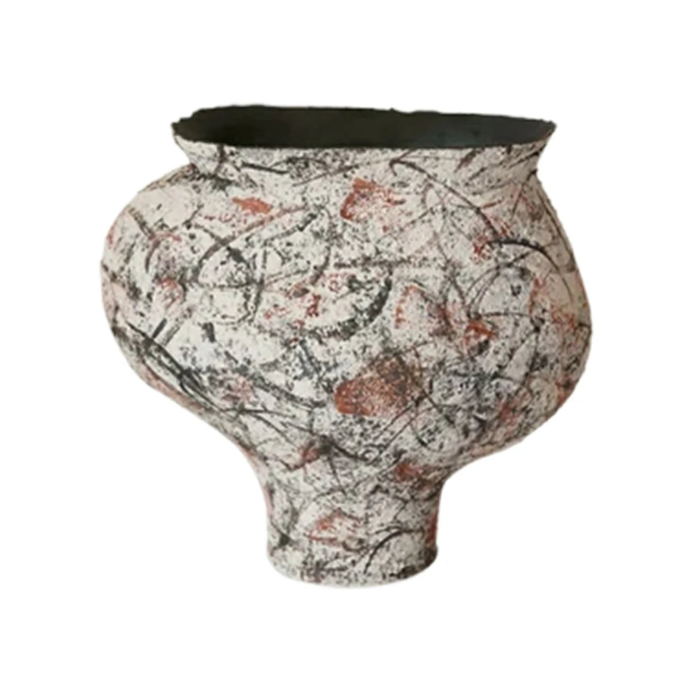 LIVARA Ceramic Vase Ornament Textured Graffiti Vessel Water-Propagation Ready Artistic Home Display Matte Ceramic Handcrafted Finish