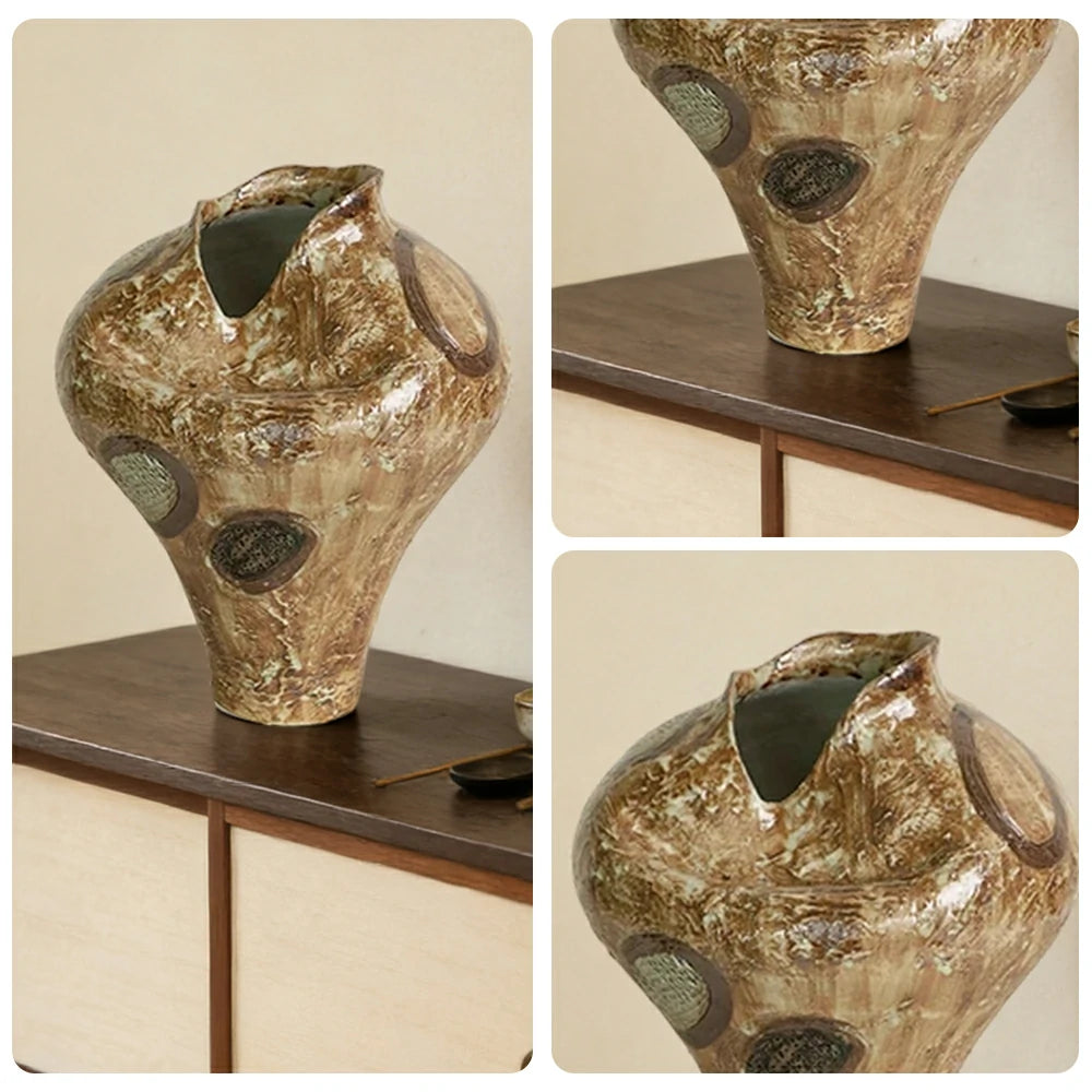 LIVARA Ceramic Vase Ornament Ningfang Antique-Soothing Vessel Artistic Home Display Matte Ceramic Soft Refined Texture