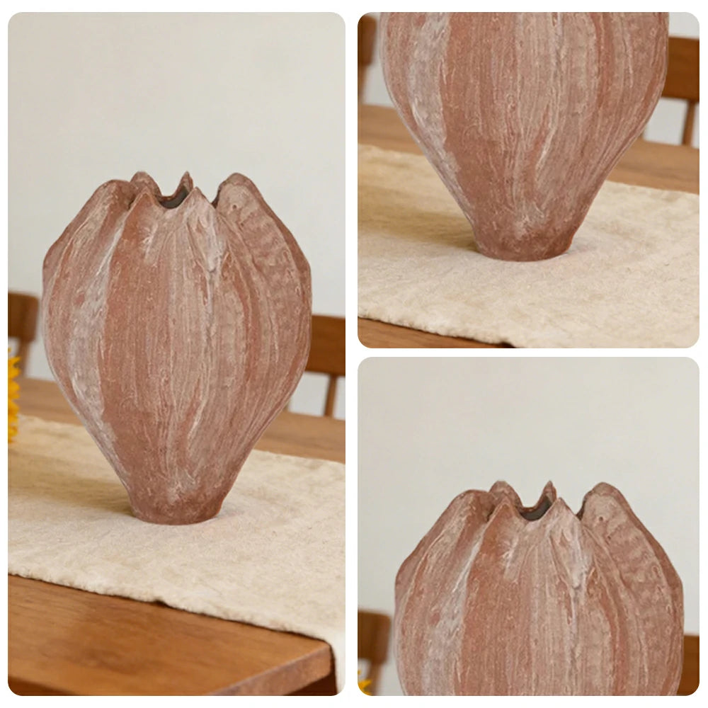 LIVARA Ceramic Vase Ornament Floral Bud–Inspired Design Decorative Art Vessel Matte Ceramic Natural Silhouette