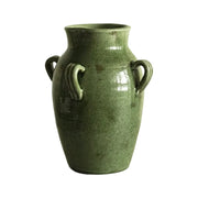 LIVARA Ceramic Vase Ornament Crackle Texture with Moss Tones Decorative Art Vessel Matte Ceramic Raw Aesthetic Finish