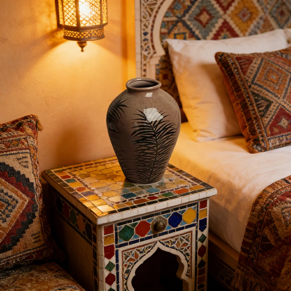 LIVARA Ceramic Vase Ornament Branch-Whisper Inspired Motif Decorative Art Vessel Matte Ceramic Organic Textured Finish