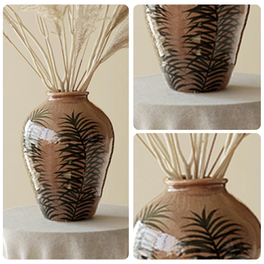 LIVARA Ceramic Vase Ornament Branch-Whisper Inspired Motif Decorative Art Vessel Matte Ceramic Organic Textured Finish