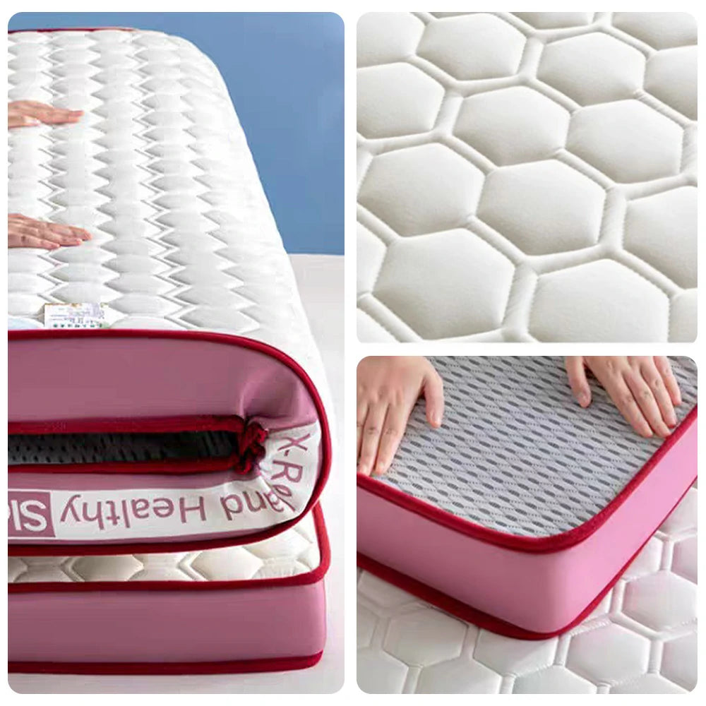 LIVARA Latex Mattress 120/150/180cm - 5cm Thick, Breathable Cotton Cover, Resilient Support for Comfortable Sleep - Pink