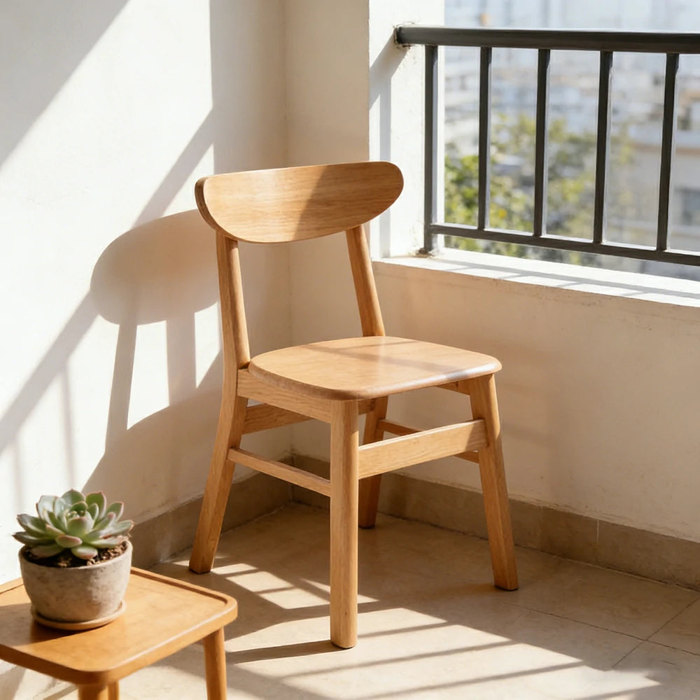 LIVARA Dining Chair - Ergonomic Curved Backrest, Reinforced Crossbar Frame, Wide Deep Seat, Anti-Slip Floor Protectors - Wood