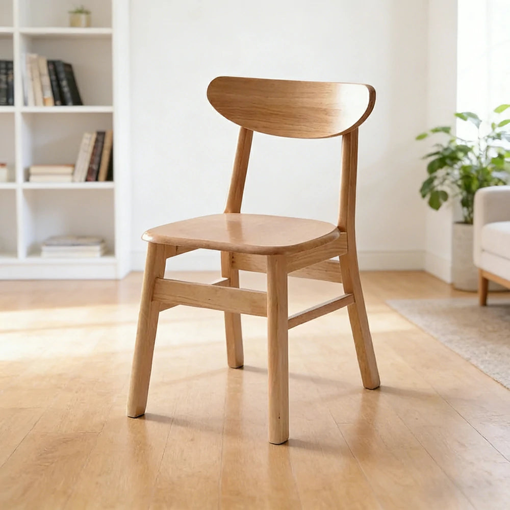 LIVARA Dining Chair - Ergonomic Curved Backrest, Reinforced Crossbar Frame, Wide Deep Seat, Anti-Slip Floor Protectors - Wood