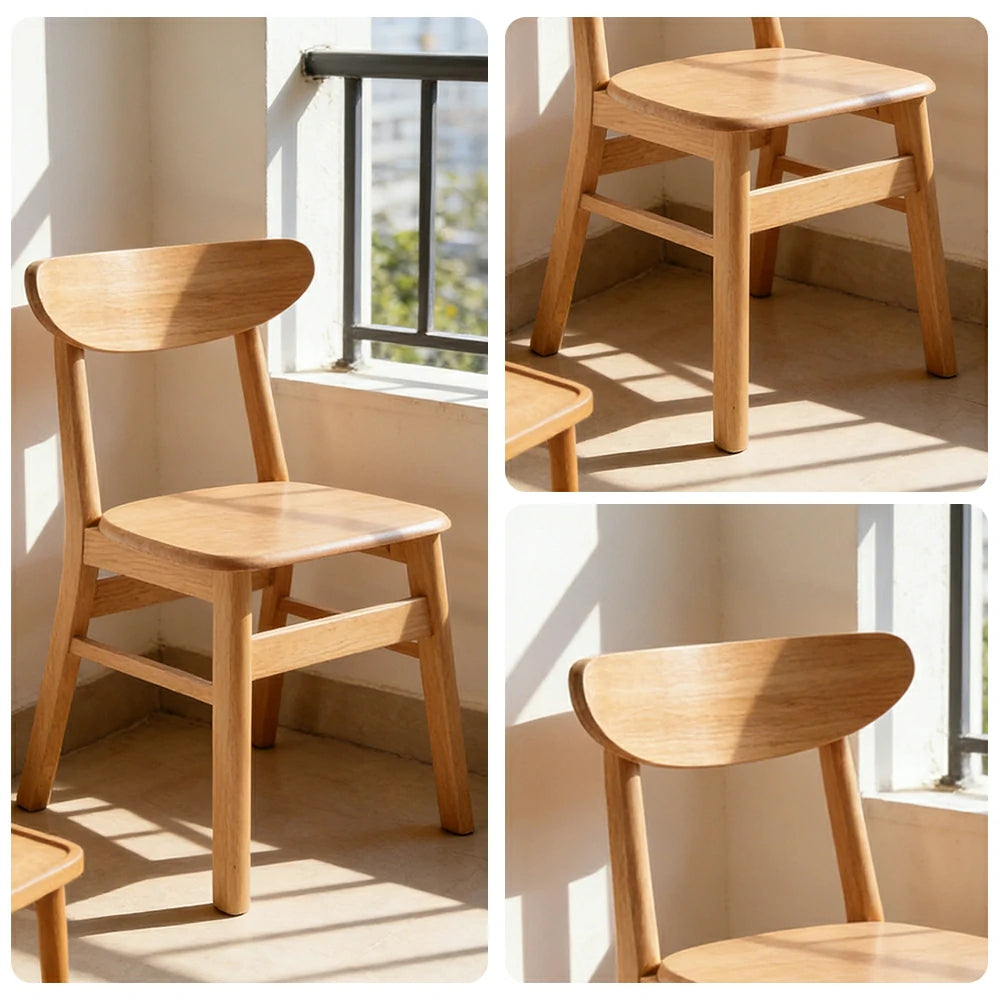 LIVARA Dining Chair - Ergonomic Curved Backrest, Reinforced Crossbar Frame, Wide Deep Seat, Anti-Slip Floor Protectors - Wood