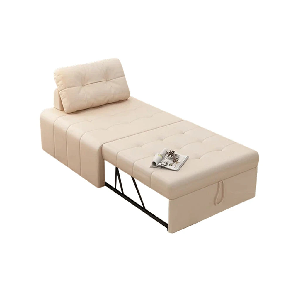 LIVARA 88/108cm Adjustable Backrest Convertible Sofa Bed, Wear-Resistant Cat Scratch Fabric, Space-Saving Sleeper Design - White