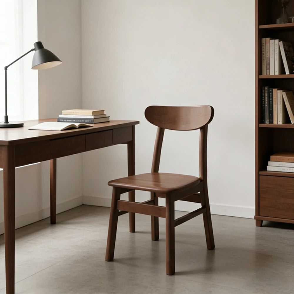 LIVARA Dining Chair - Ergonomic Curved Backrest, Reinforced Crossbar Frame, Wide Deep Seat, Anti-Slip Floor Protectors - Walnut