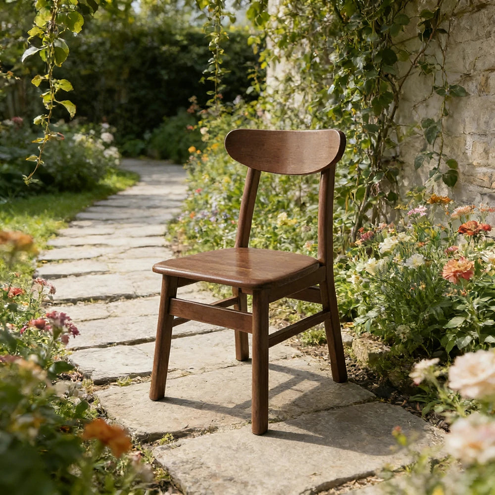 LIVARA Dining Chair - Ergonomic Curved Backrest, Reinforced Crossbar Frame, Wide Deep Seat, Anti-Slip Floor Protectors - Walnut