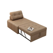 LIVARA 88/108cm Adjustable Backrest Convertible Sofa Bed, Wear-Resistant Cat Scratch Fabric, Space-Saving Sleeper Design - Coffee