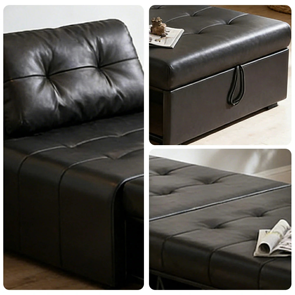 LIVARA 88/108cm Adjustable Backrest Convertible Sofa Bed, Wear-Resistant Cat Scratch Fabric, Space-Saving Sleeper Design - Black