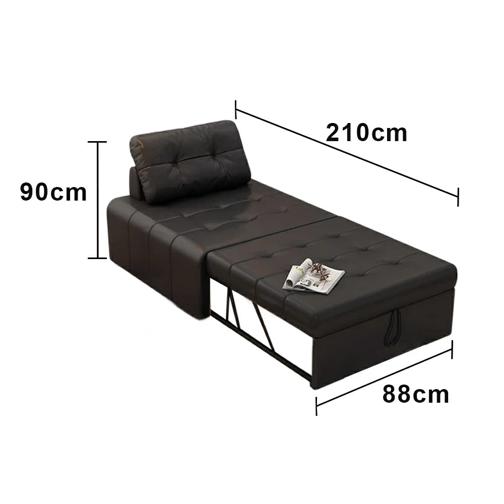 LIVARA 88/108cm Adjustable Backrest Convertible Sofa Bed, Wear-Resistant Cat Scratch Fabric, Space-Saving Sleeper Design - Black