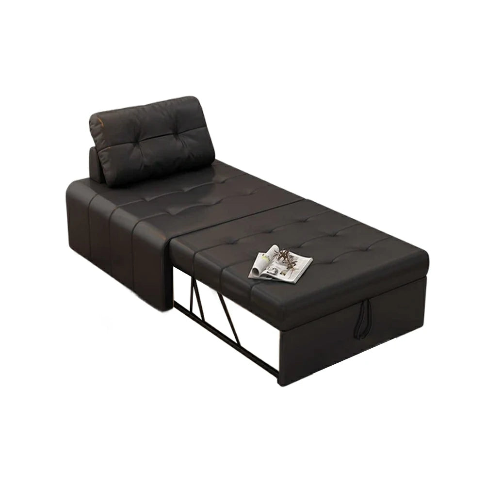 LIVARA 88/108cm Adjustable Backrest Convertible Sofa Bed, Wear-Resistant Cat Scratch Fabric, Space-Saving Sleeper Design - Black