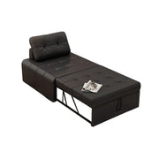 LIVARA 88/108cm Adjustable Backrest Convertible Sofa Bed, Wear-Resistant Cat Scratch Fabric, Space-Saving Sleeper Design - Black