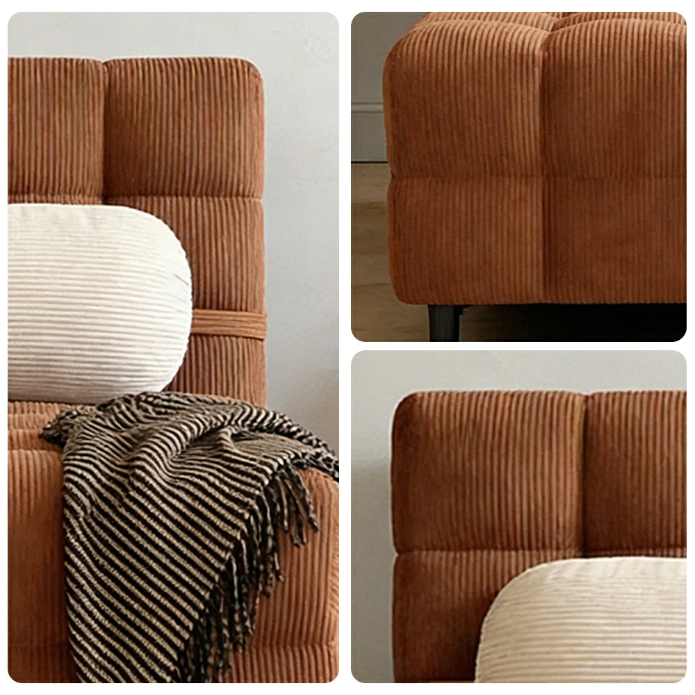 LIVARA 80/120cm Convertible Sofa Bed, 45D High-Density Foam, Fully Removable & Washable Cover, Space-Saving Design - Caramel Brown