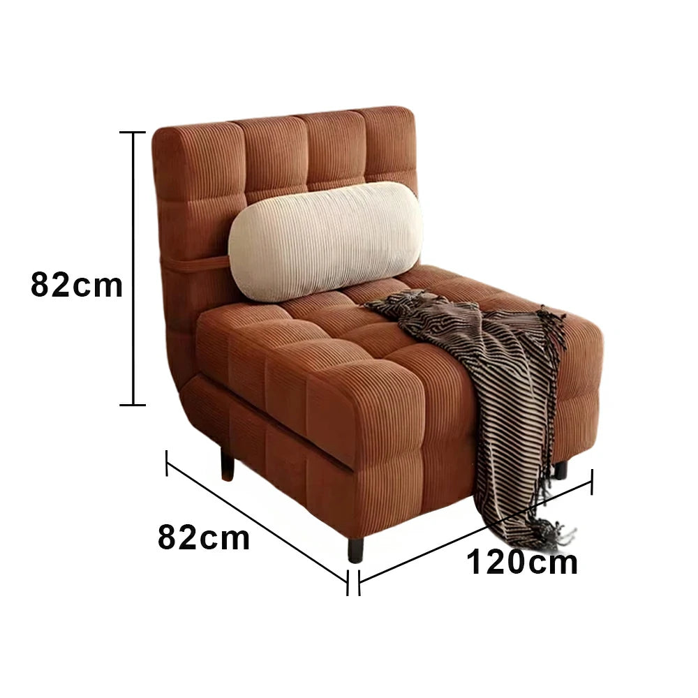 LIVARA 80/120cm Convertible Sofa Bed, 45D High-Density Foam, Fully Removable & Washable Cover, Space-Saving Design - Caramel Brown