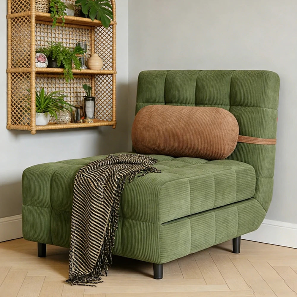 LIVARA 80/120cm Convertible Sofa Bed, 45D High-Density Foam, Fully Removable & Washable Cover, Space-Saving Design - Green