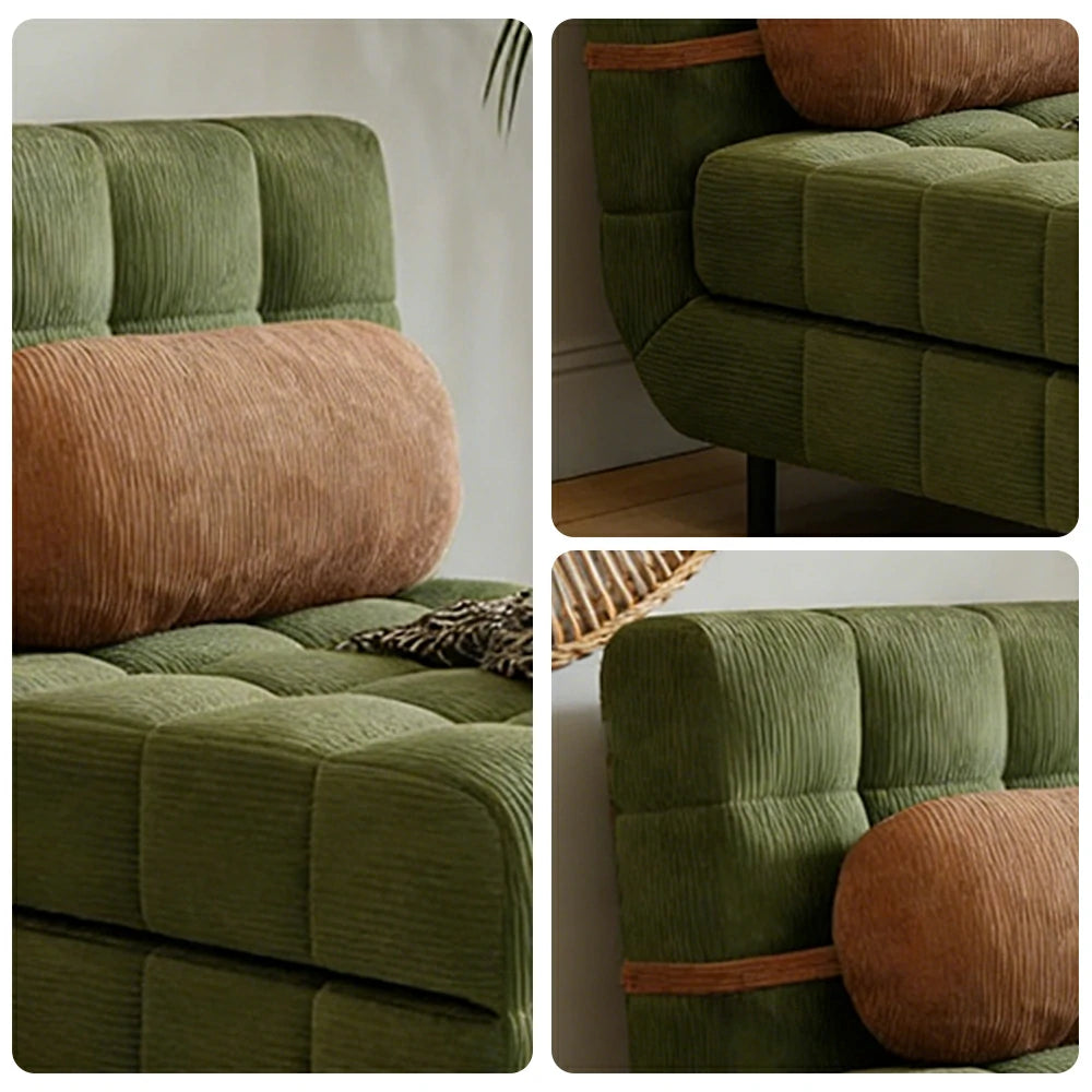 LIVARA 80/120cm Convertible Sofa Bed, 45D High-Density Foam, Fully Removable & Washable Cover, Space-Saving Design - Green