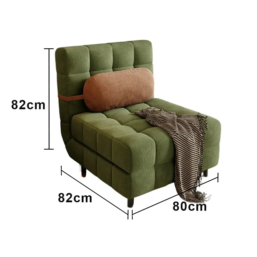LIVARA 80/120cm Convertible Sofa Bed, 45D High-Density Foam, Fully Removable & Washable Cover, Space-Saving Design - Green