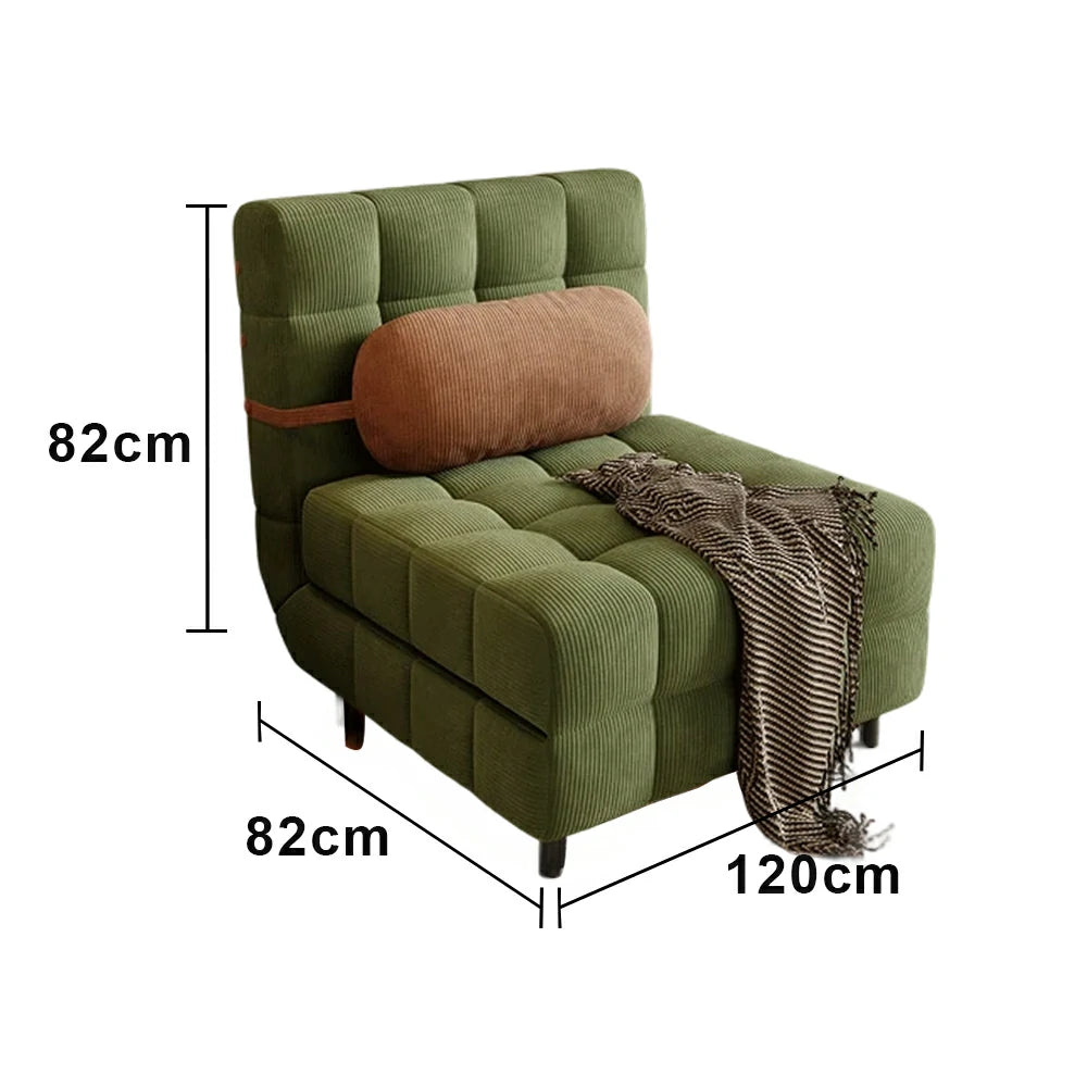LIVARA 80/120cm Convertible Sofa Bed, 45D High-Density Foam, Fully Removable & Washable Cover, Space-Saving Design - Green
