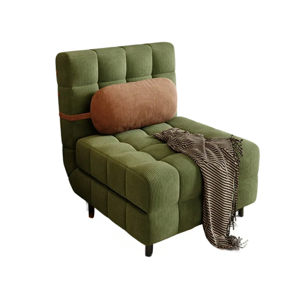 LIVARA 80/120cm Convertible Sofa Bed, 45D High-Density Foam, Fully Removable & Washable Cover, Space-Saving Design - Green
