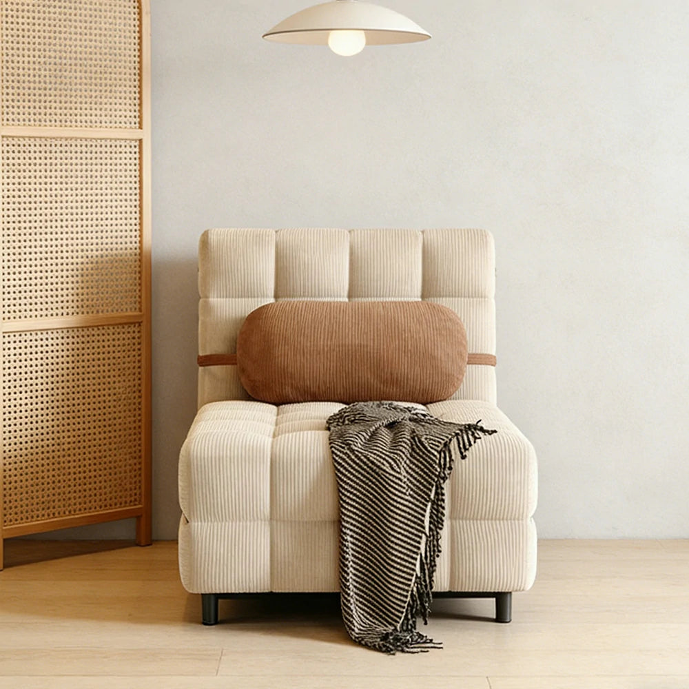 LIVARA 80/120cm Convertible Sofa Bed, 45D High-Density Foam, Fully Removable & Washable Cover, Space-Saving Design - Beige