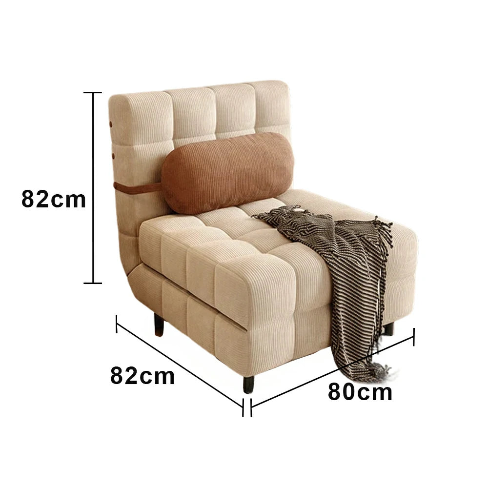 LIVARA 80/120cm Convertible Sofa Bed, 45D High-Density Foam, Fully Removable & Washable Cover, Space-Saving Design - Beige