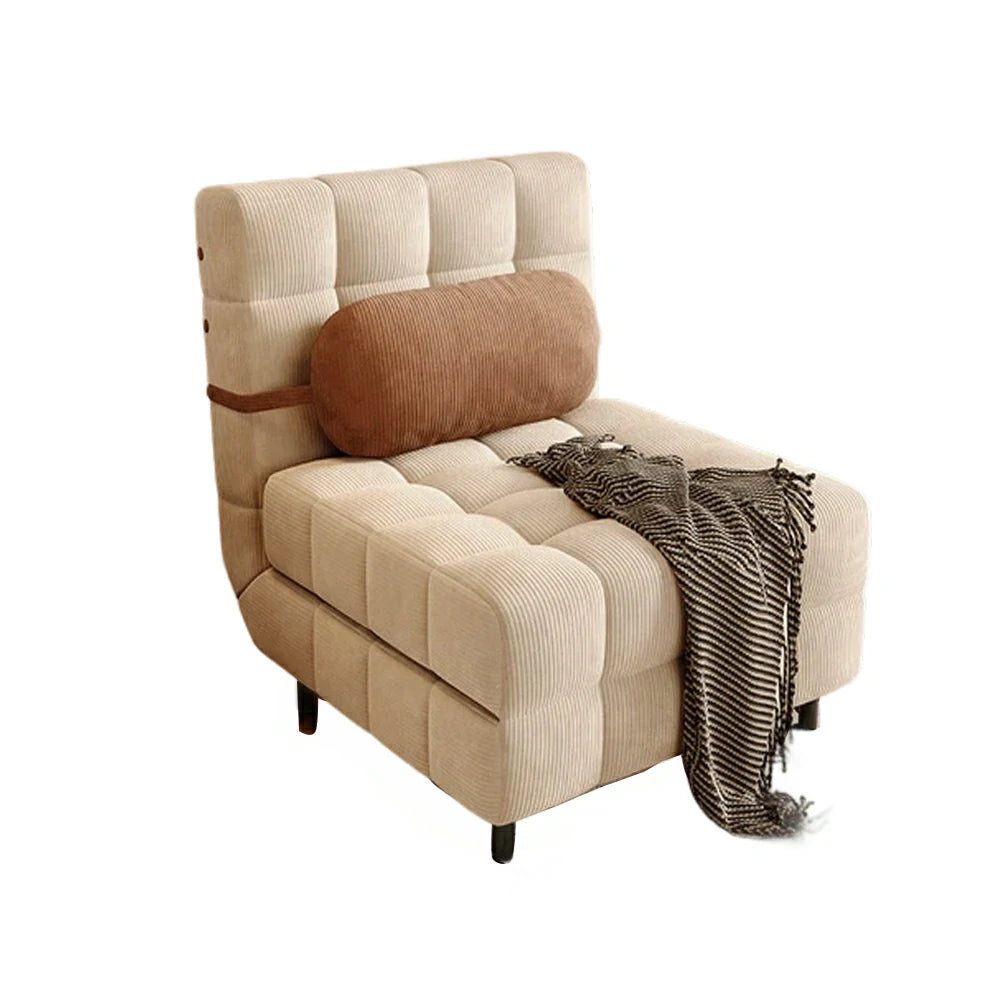 LIVARA 80/120cm Convertible Sofa Bed, 45D High-Density Foam, Fully Removable & Washable Cover, Space-Saving Design - Beige