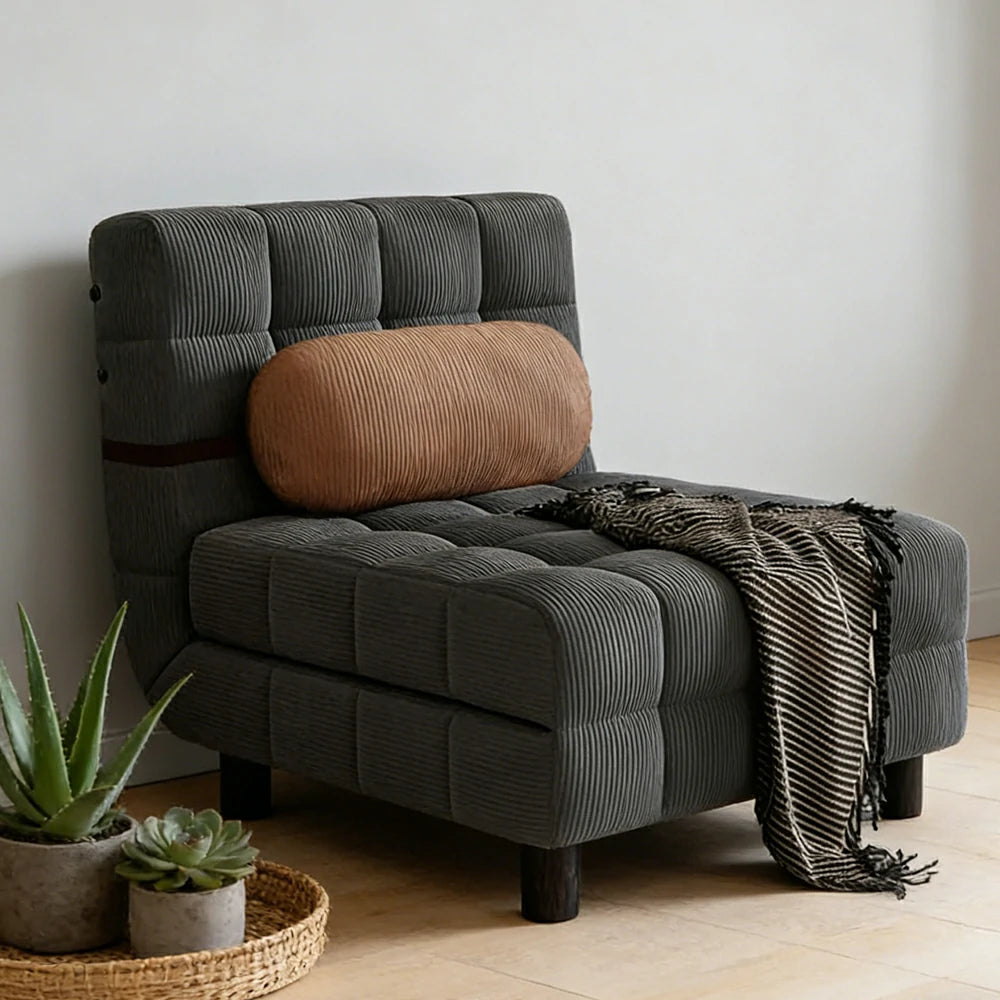 LIVARA 80/120cm Convertible Sofa Bed, 45D High-Density Foam, Fully Removable & Washable Cover, Space-Saving Design - Grey