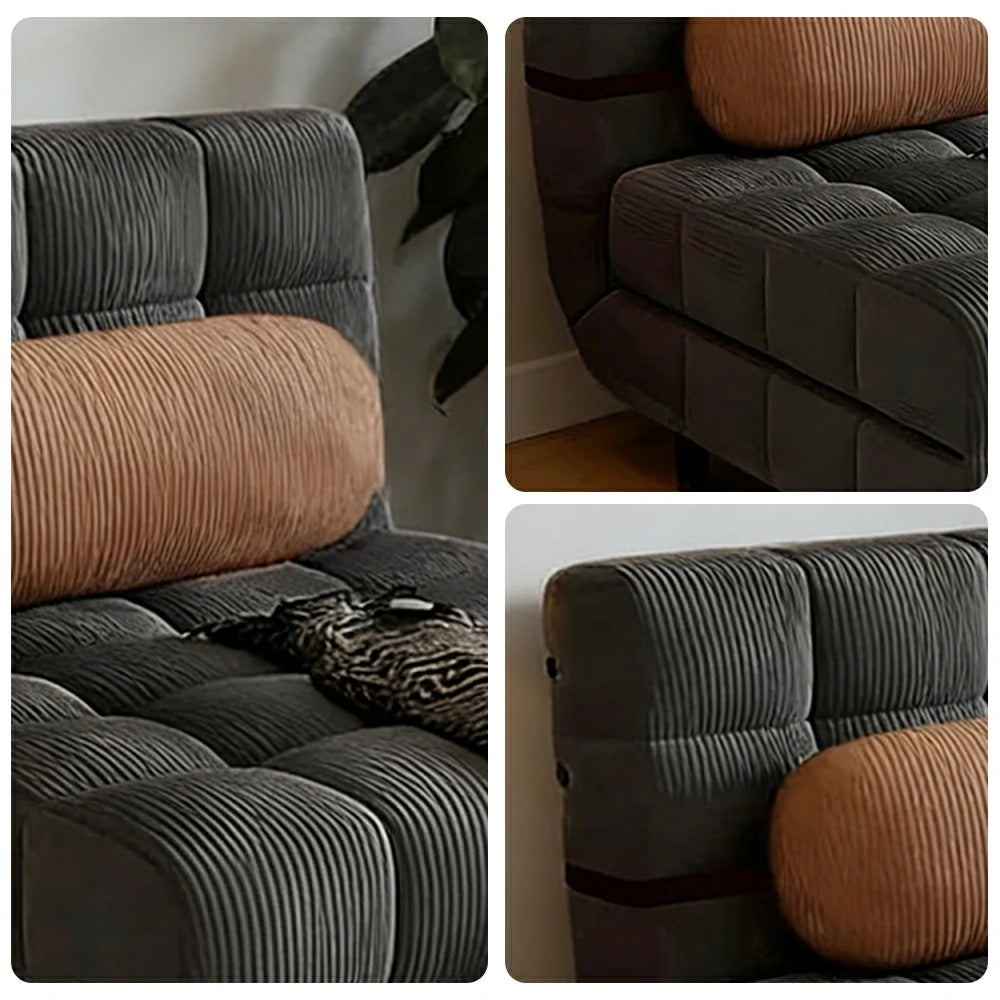 LIVARA 80/120cm Convertible Sofa Bed, 45D High-Density Foam, Fully Removable & Washable Cover, Space-Saving Design - Grey