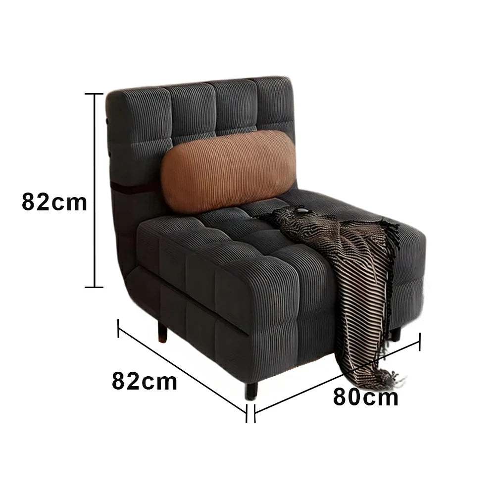 LIVARA 80/120cm Convertible Sofa Bed, 45D High-Density Foam, Fully Removable & Washable Cover, Space-Saving Design - Grey