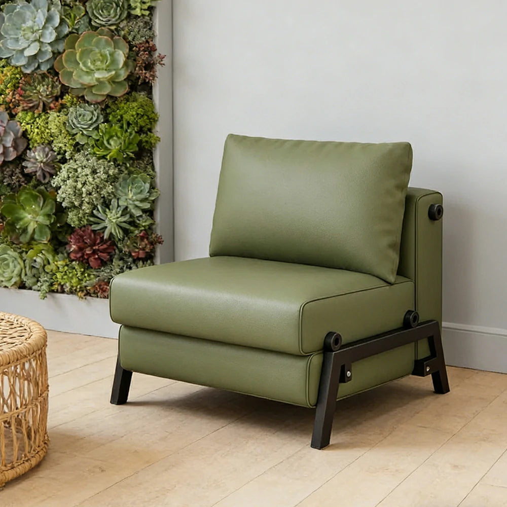 LIVARA 85/100cm Convertible Sofa Bed, Pet-Scratch Resistant Upholstery, High-Density Foam, Reinforced Larch Wood Frame, Space-Saving Design - Dark Green