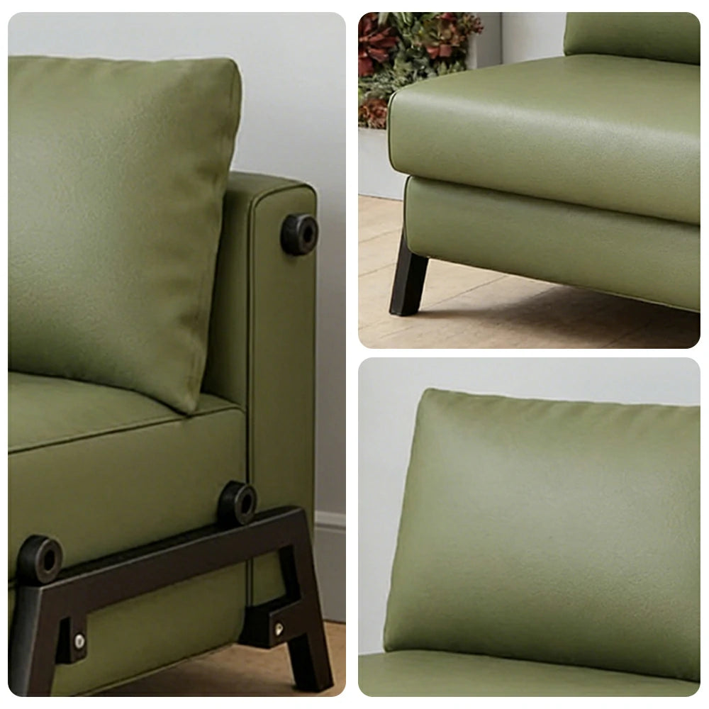LIVARA 85/100cm Convertible Sofa Bed, Pet-Scratch Resistant Upholstery, High-Density Foam, Reinforced Larch Wood Frame, Space-Saving Design - Dark Green