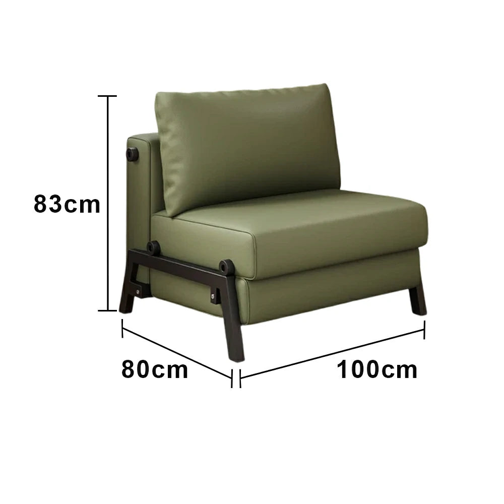 LIVARA 85/100cm Convertible Sofa Bed, Pet-Scratch Resistant Upholstery, High-Density Foam, Reinforced Larch Wood Frame, Space-Saving Design - Dark Green