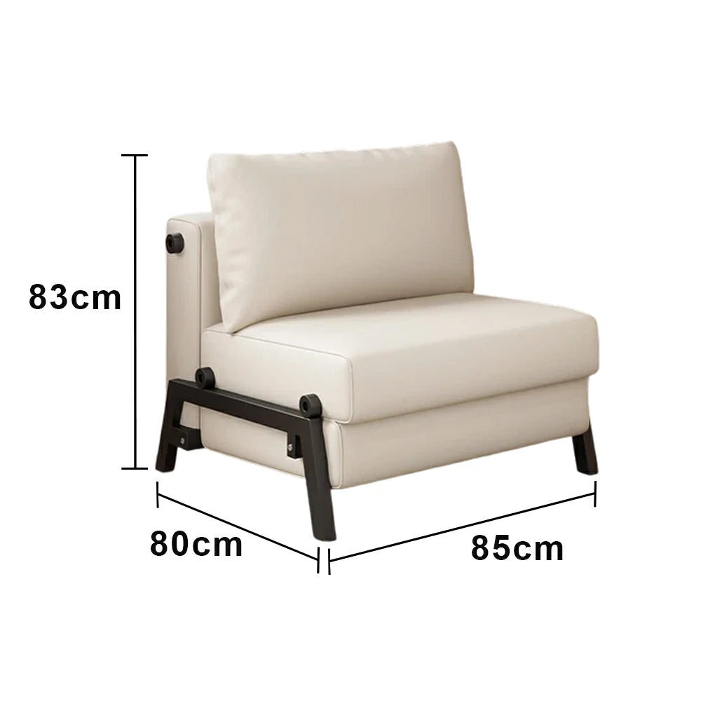 LIVARA 85/100cm Convertible Sofa Bed, Pet-Scratch Resistant Upholstery, High-Density Foam, Reinforced Larch Wood Frame, Space-Saving Design - White