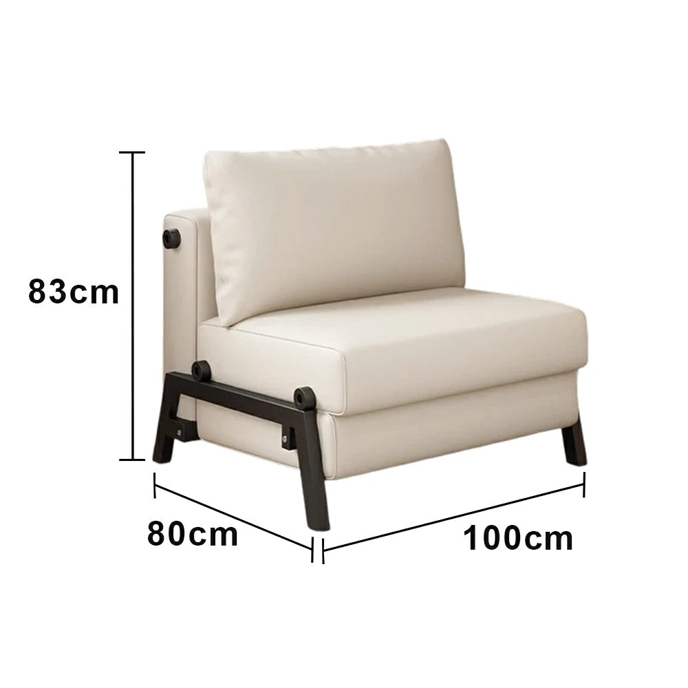 LIVARA 85/100cm Convertible Sofa Bed, Pet-Scratch Resistant Upholstery, High-Density Foam, Reinforced Larch Wood Frame, Space-Saving Design - White